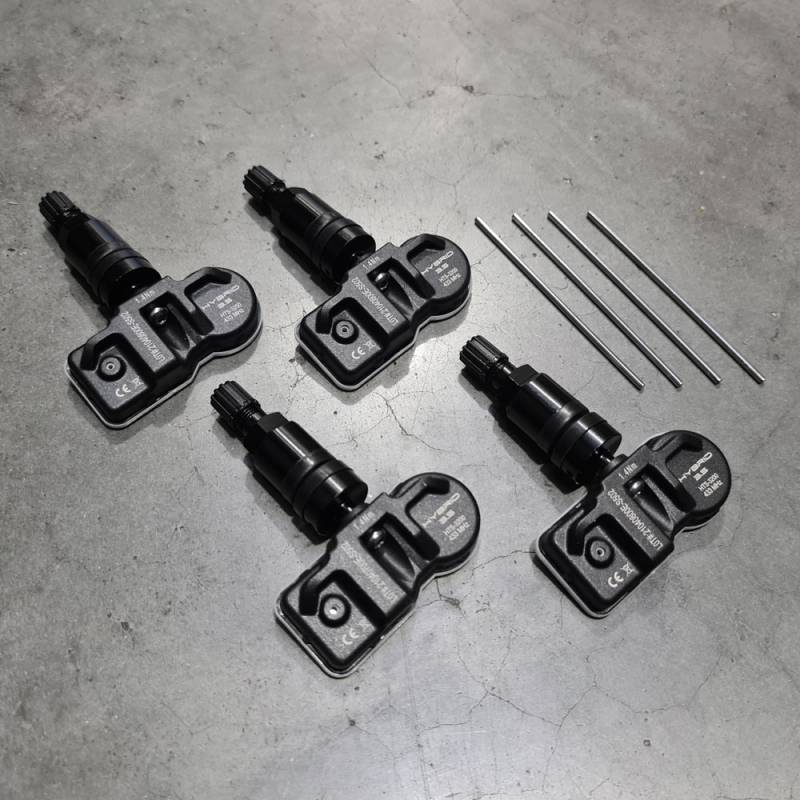 TPMS (Pre-Programmed) Bluetooth Sensors with Valves (Set of 4) - Black