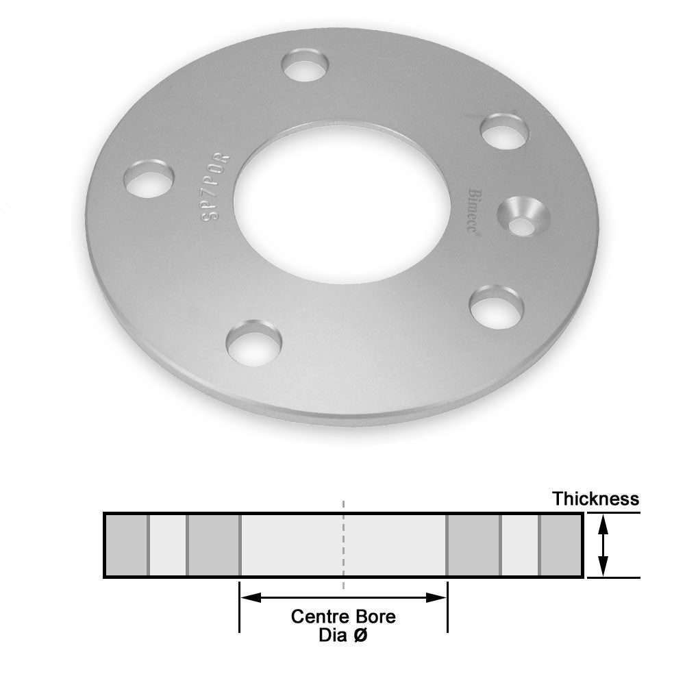 Dedicated Slip-On Wheel Spacers (Pair) with No Lip - Silver