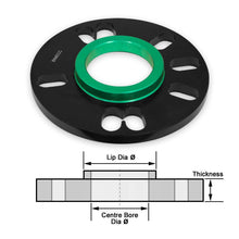 Universal Slip-On Wheel Spacers (Pair) with Centre Bore Conversion Lip - Black